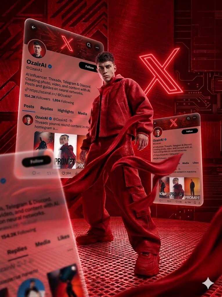 Crimson Tech-wear Aesthetic Portrait