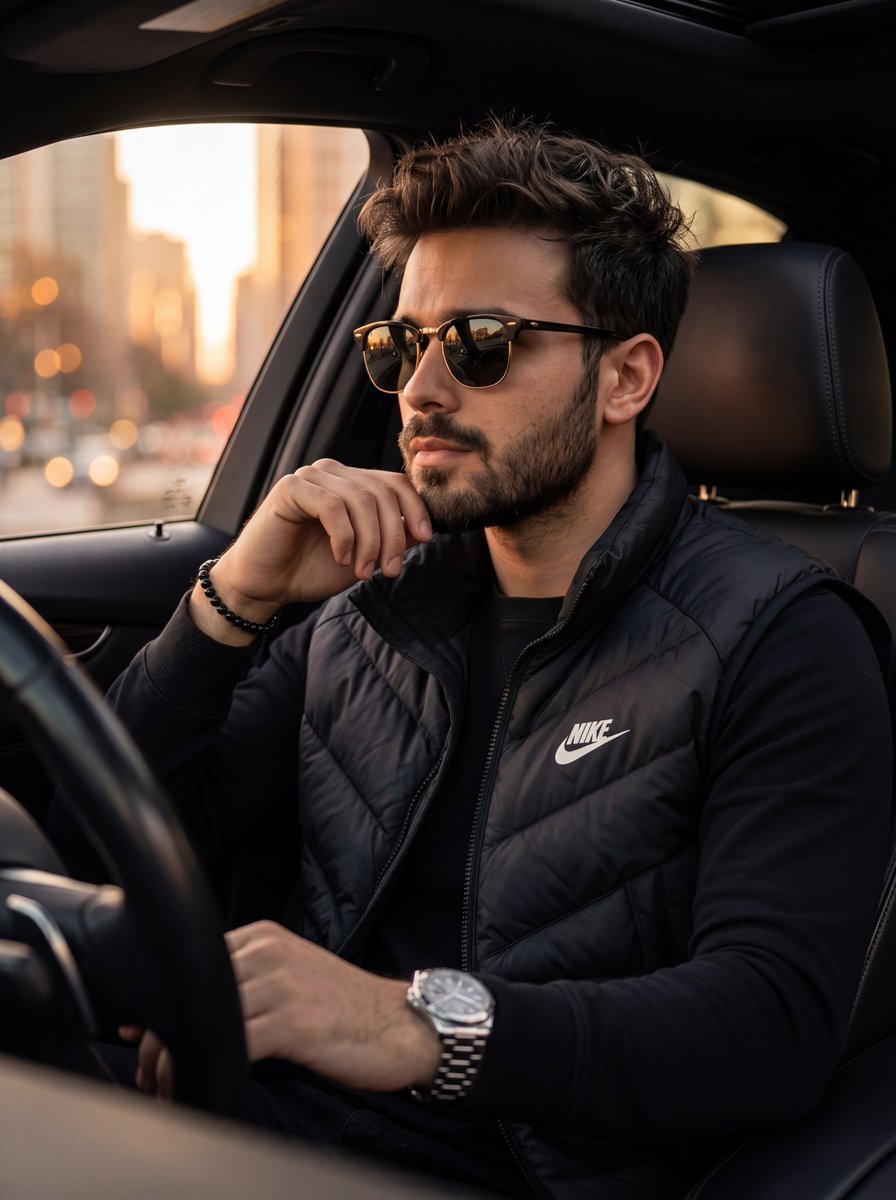 Cinematic Portrait of a Man in a Car — example 1