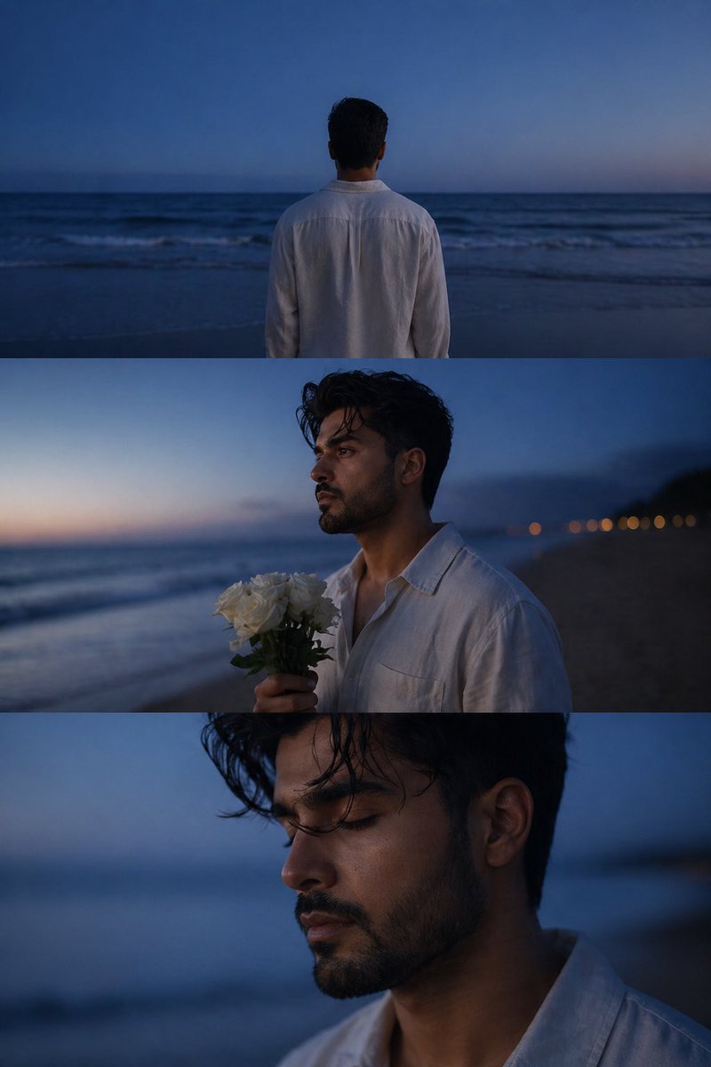 Melancholic blue hour portrait — example 1