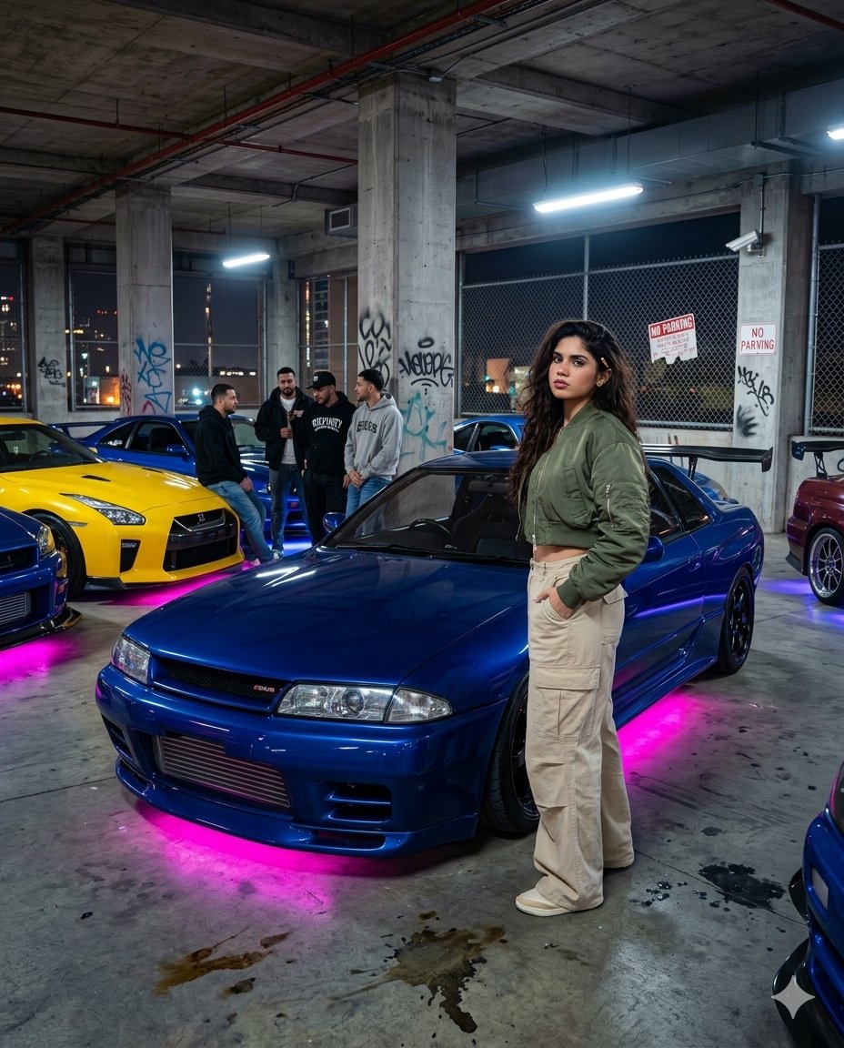Cinematic Urban Car Meet Scene — example 1
