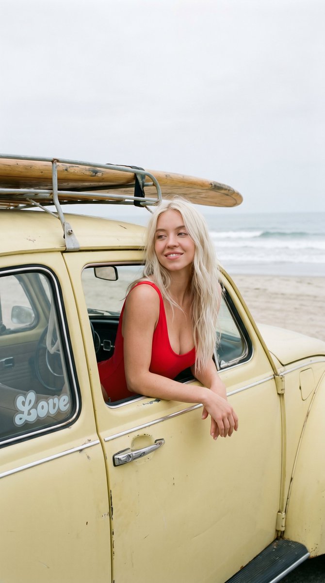 Celebrity beach surfing selfie — example 3