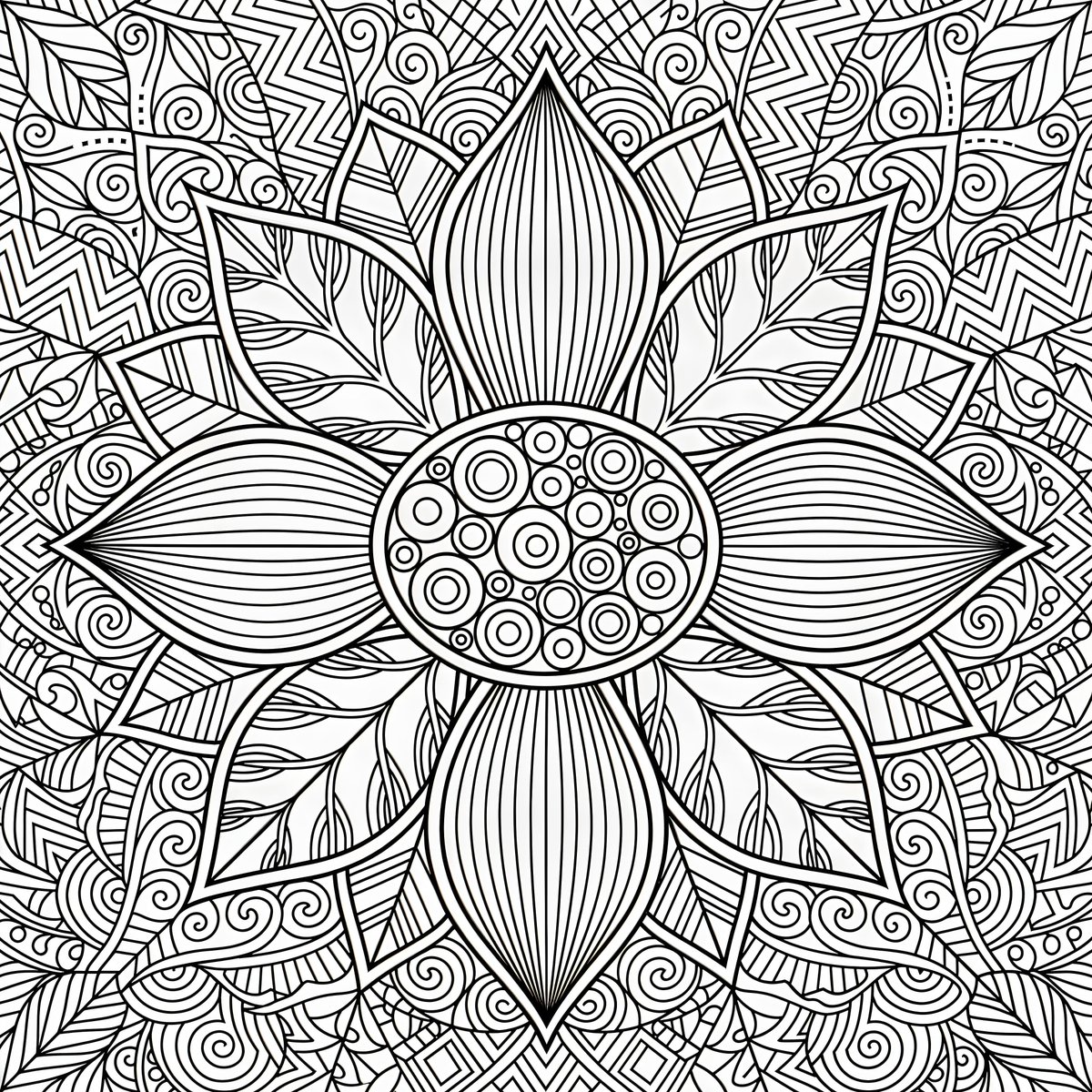 Flower Mandala Coloring Page — example 1