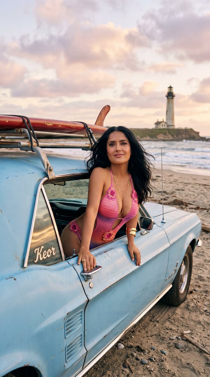 Vintage Coastal Road Trip Portrait — example 4