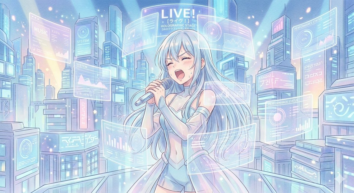 Sci-Fi Anime Songstress Illustration — example 1