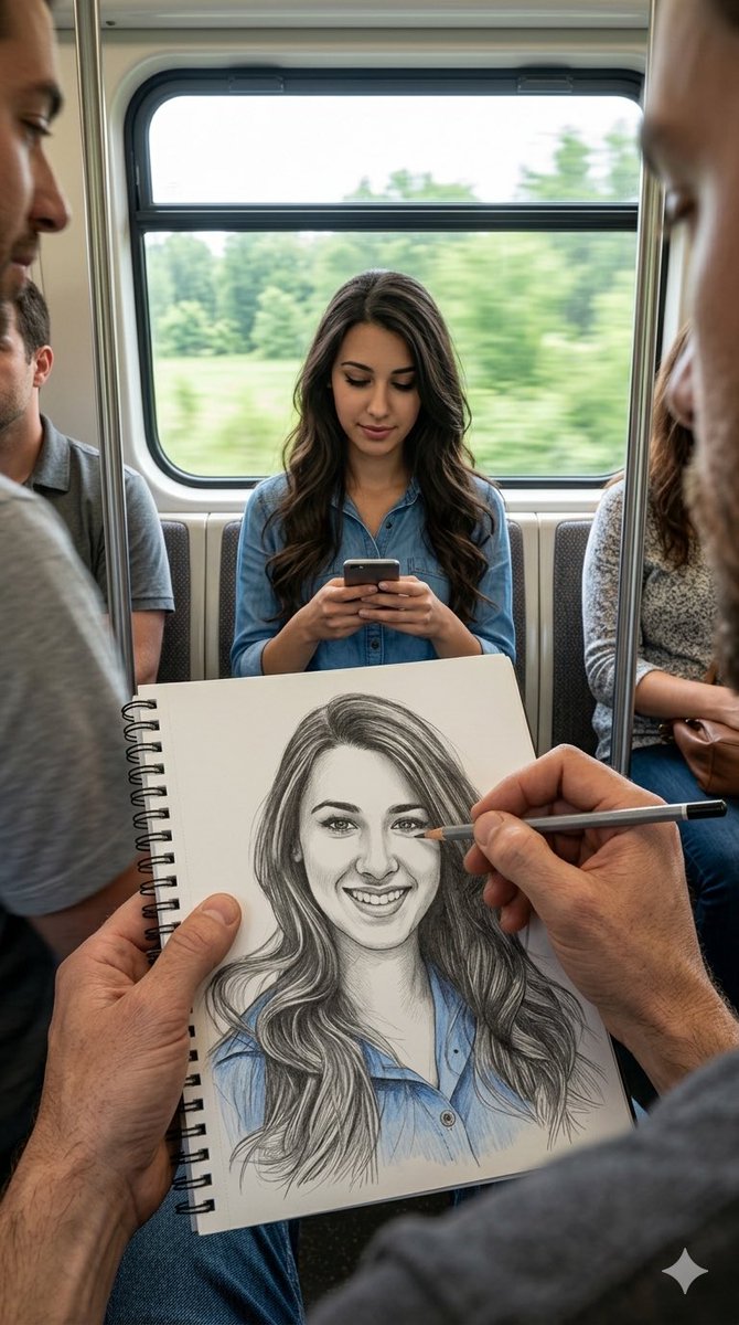 Subway artist sketching perspective — example 1