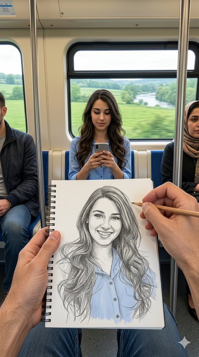 Subway artist sketching perspective — example 2