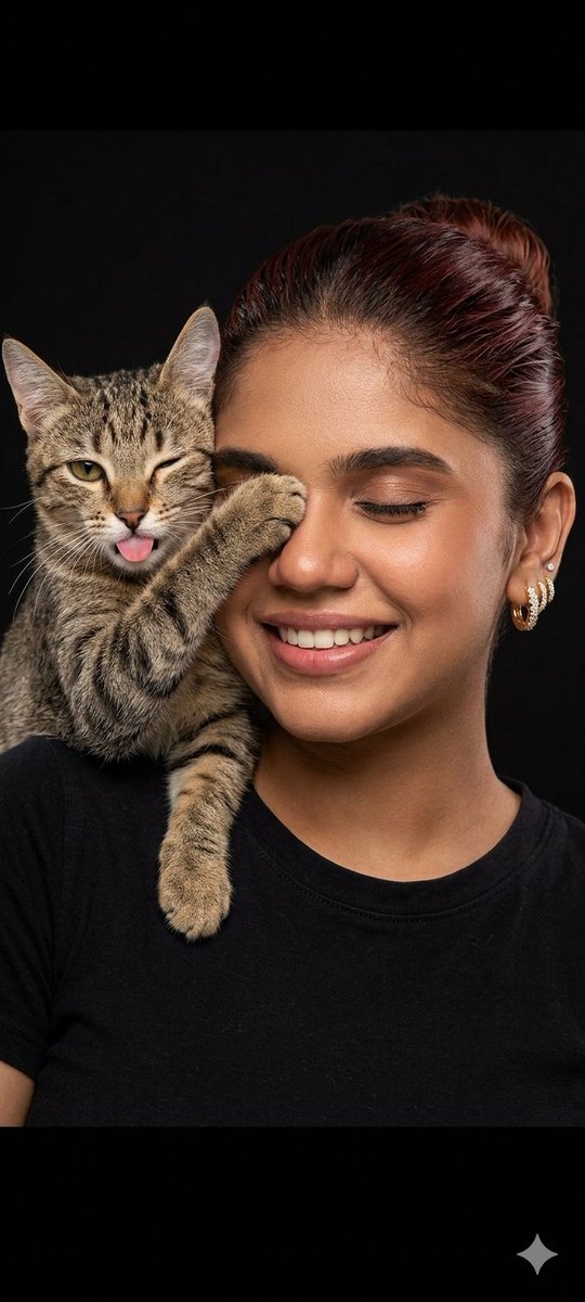 Humorous Cat and Human Studio Portrait — example 1