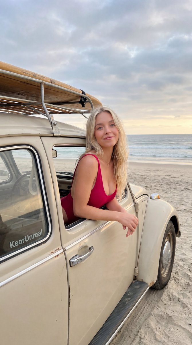 Ethereal Coastal Vintage Car Portrait — example 1