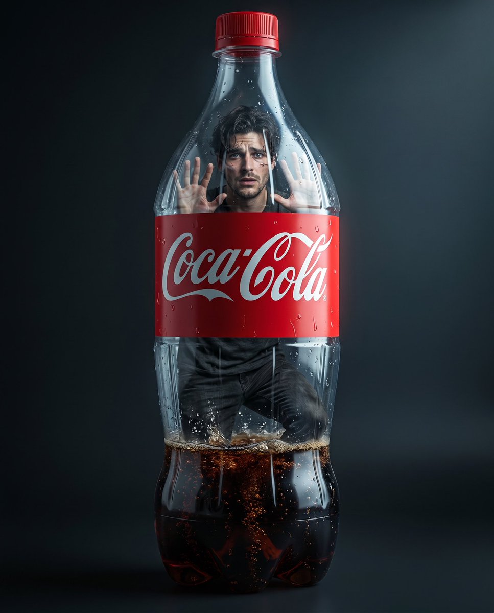 Surreal Coke Bottle Confinement Portrait — example 1