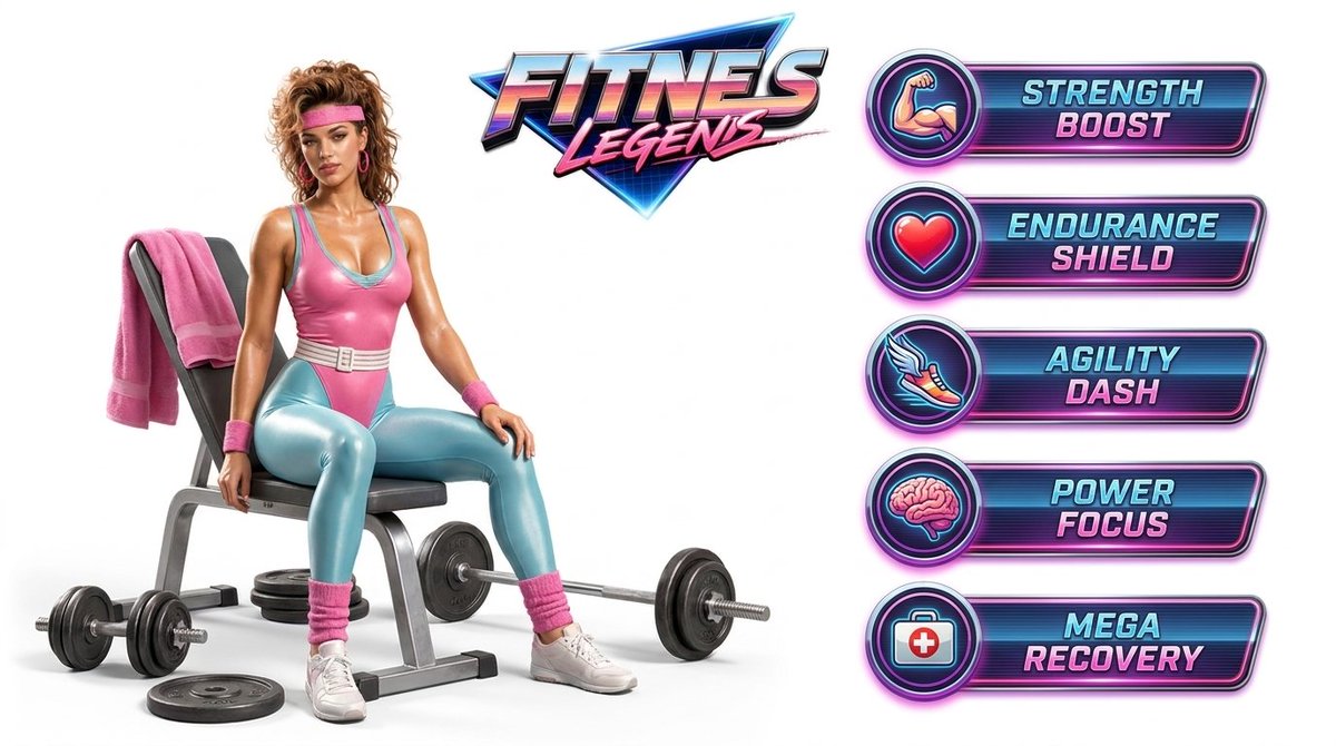 Fitness Game Start Screen UI Render — example 1