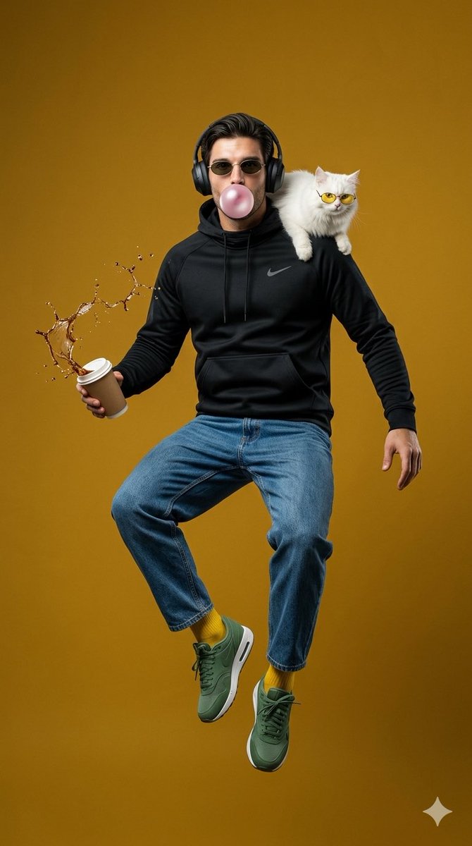 Surreal Jumping Fashion Portrait — example 1