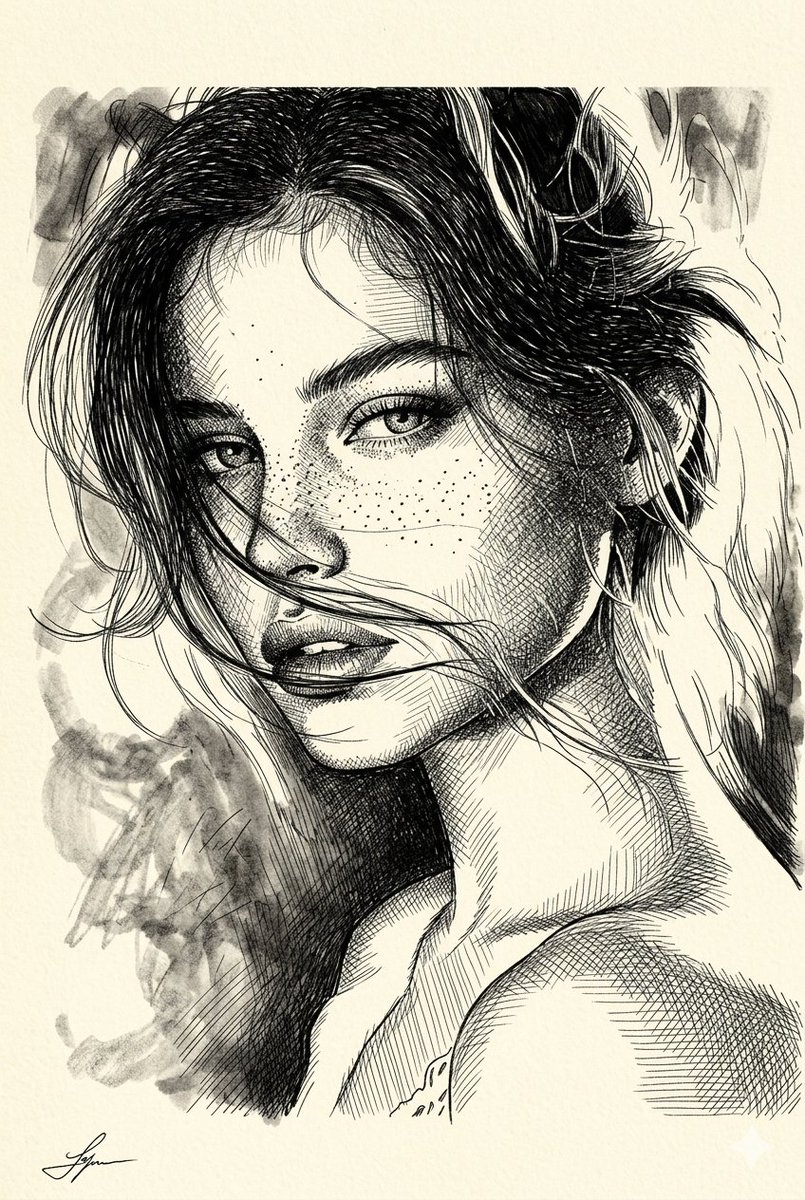 Cross-Hatched Ink Portrait