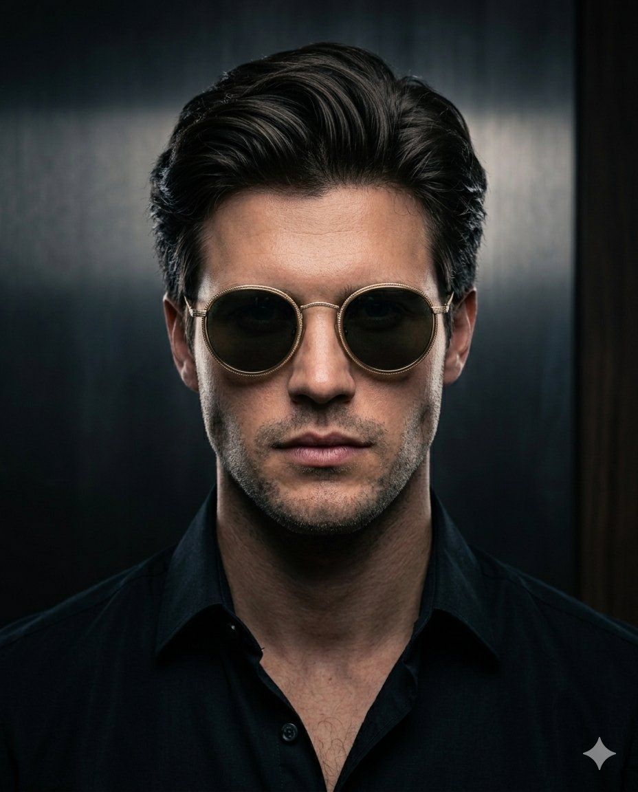 Minimalist Noir Sunglasses Portrait — example 1