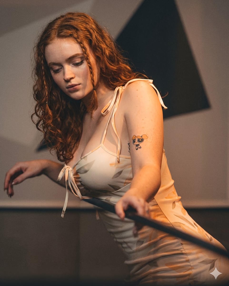 Ethereal Redhead Portrait in Petal Dress — example 1