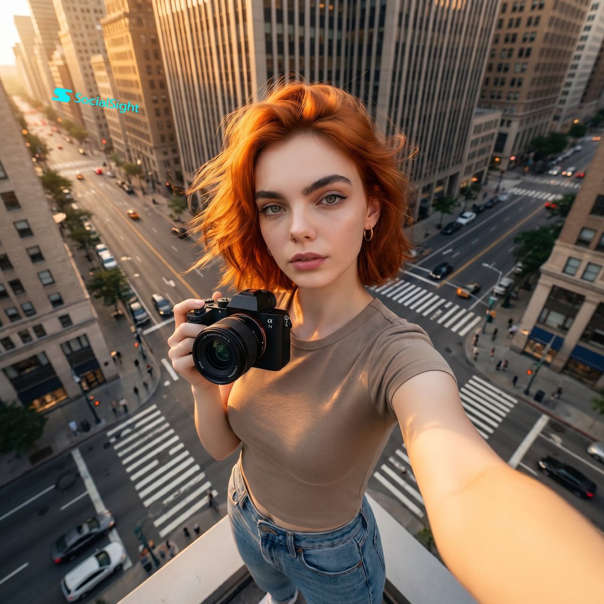 Dramatic Skyscraper Edge Selfie — example 1