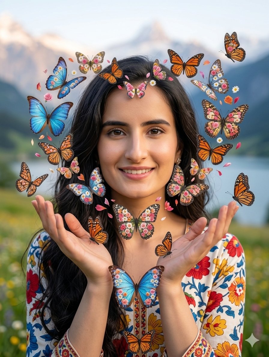Surreal Woman with Butterflies and Globe — example 2