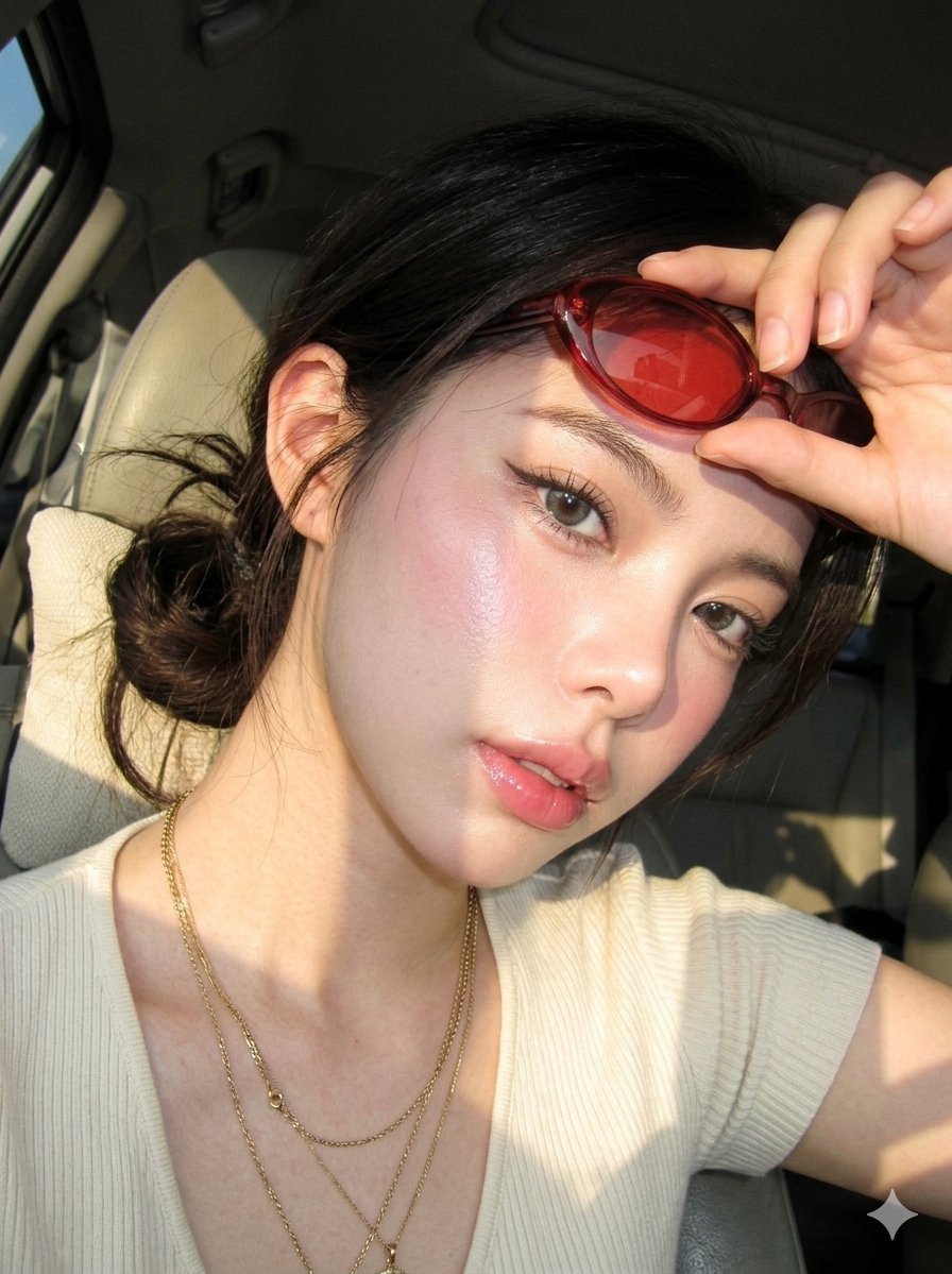 Digicam Style Glass-Skin Portrait — example 1