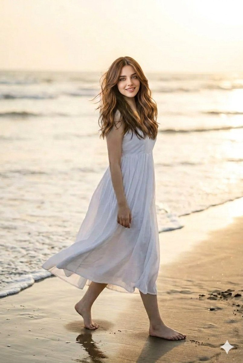 Sunset Beach Walk Portrait — example 1