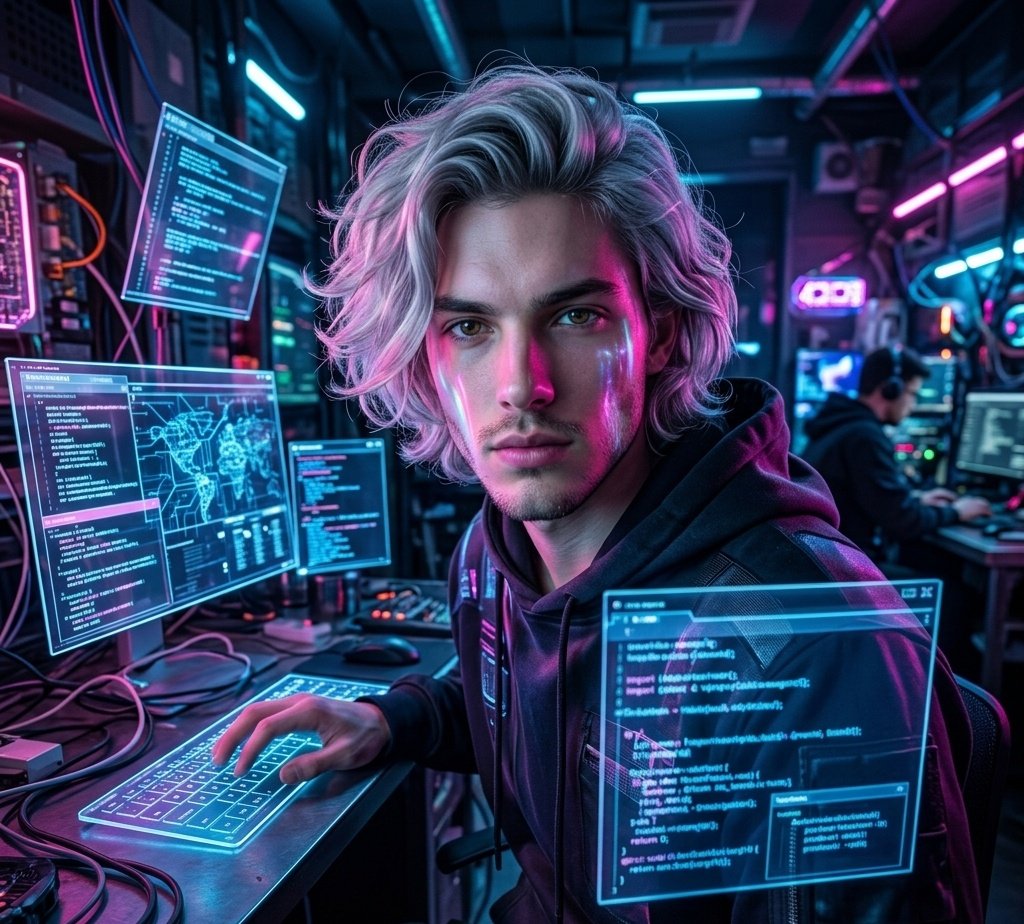Cyberpunk Neon Hacker — example 1