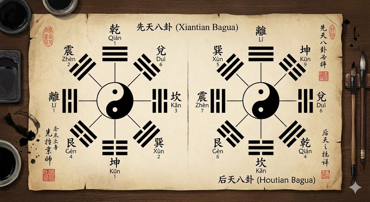 Eight trigrams diagram with reference image — example 1