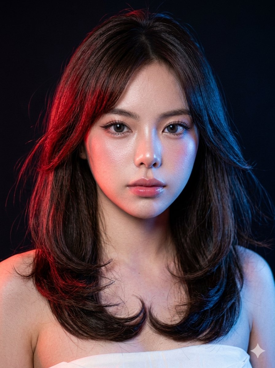 Neon Gel Lighting Studio Portrait