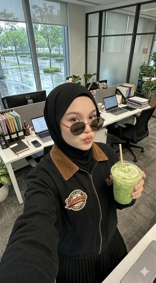 Modern Office Hijab Selfie — example 1
