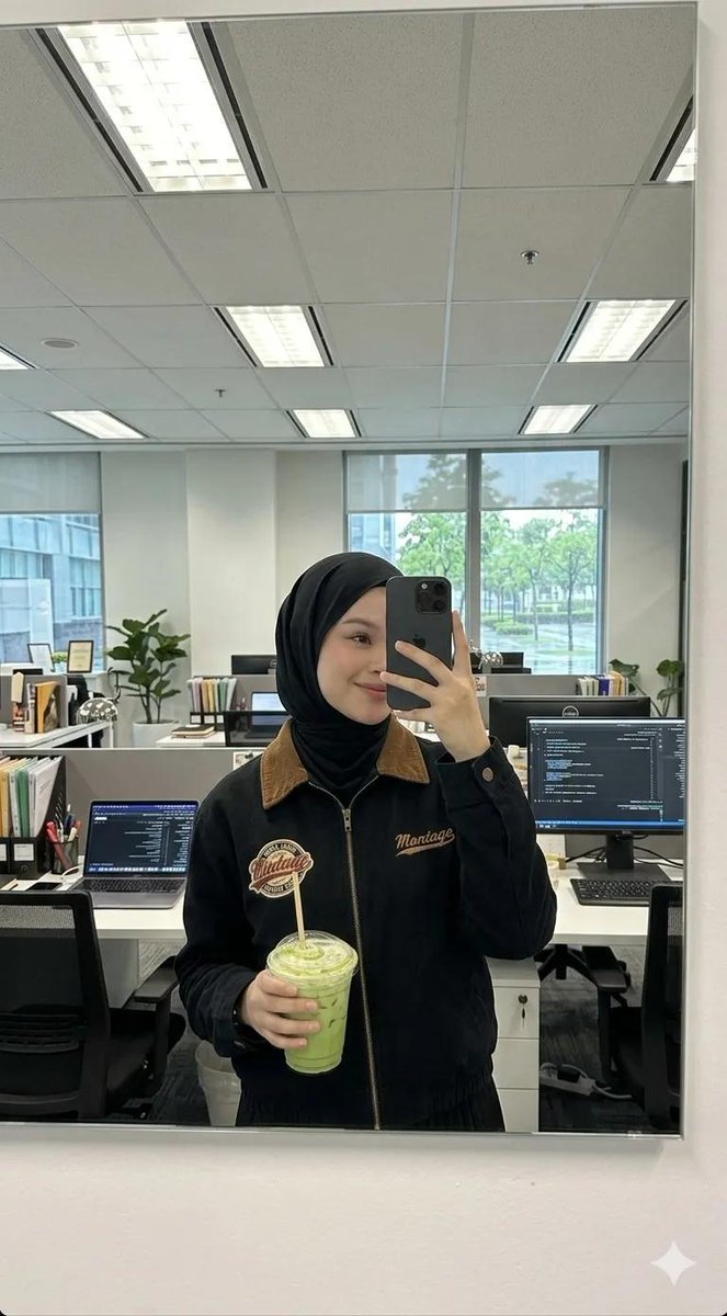 Modern Office Hijab Selfie — example 2