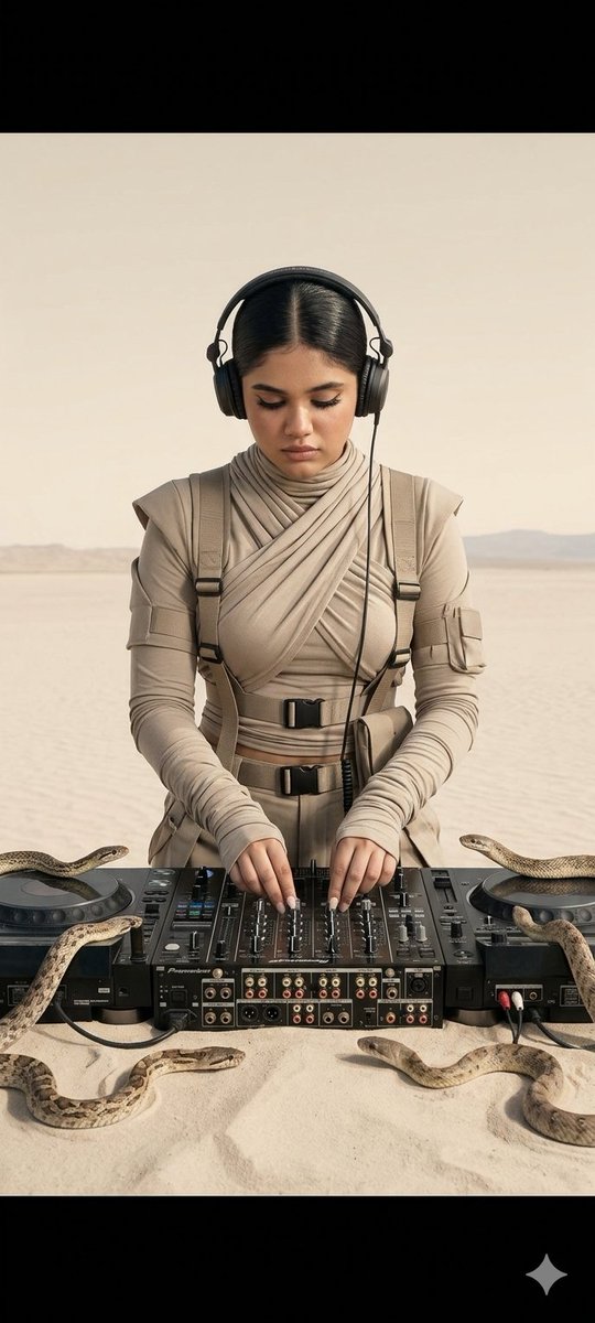 Surreal Desert DJ with Snakes