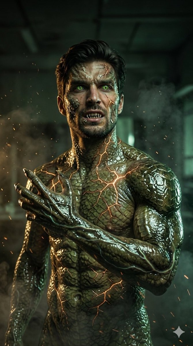 Cinematic Reptilian Transformation Scene