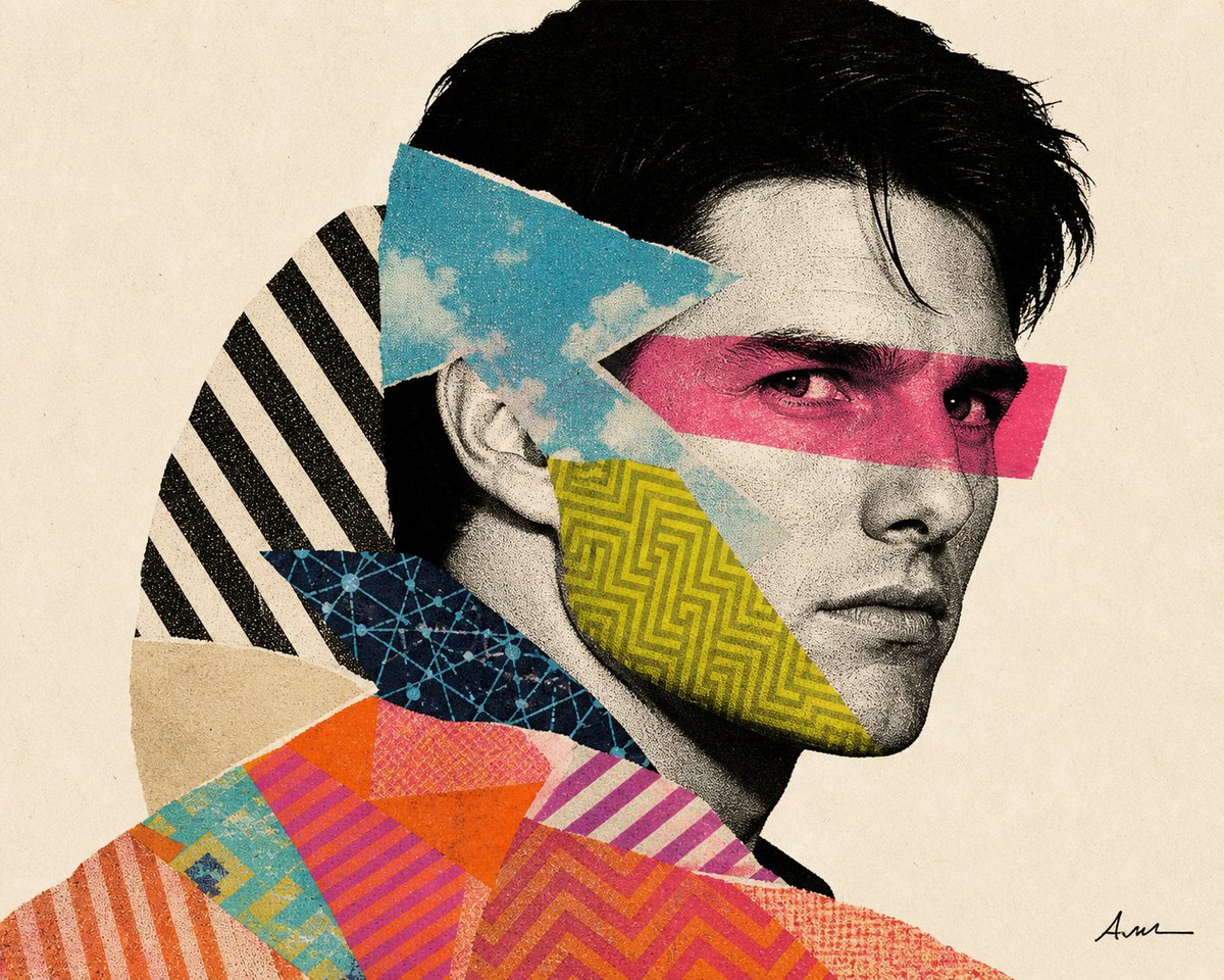 Mixed-media collage portrait illustration — example 2