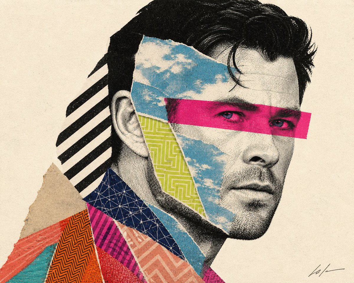 Mixed-media collage portrait illustration — example 3