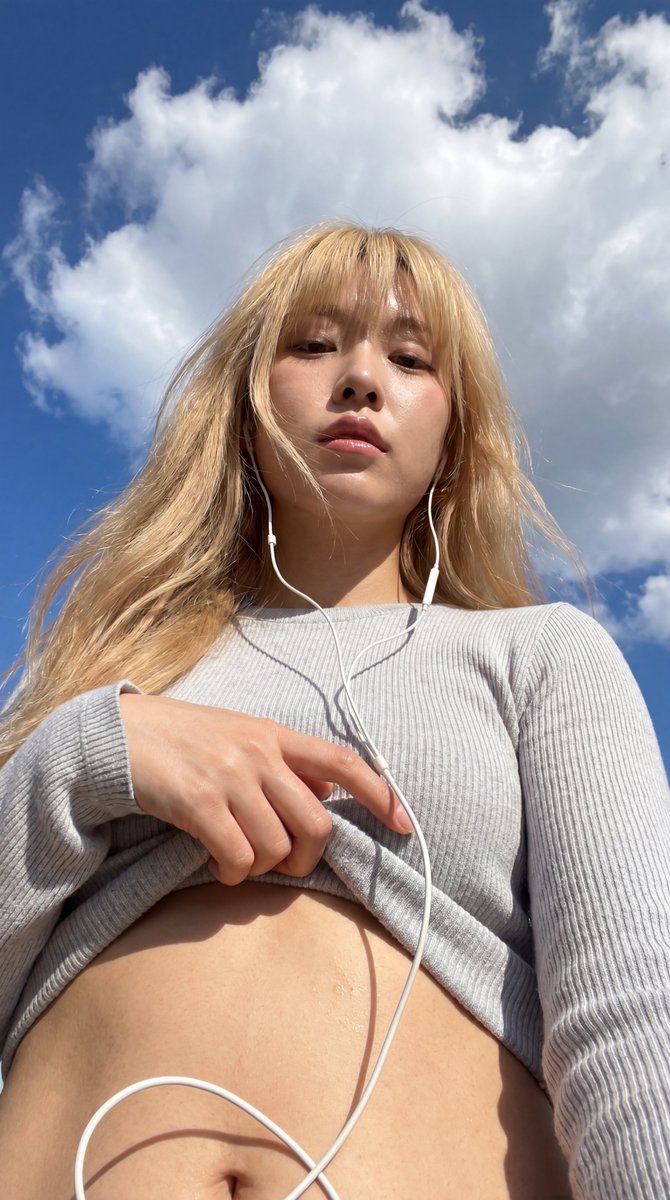 Realistic Outdoor Low Angle Sky Selfie — example 1