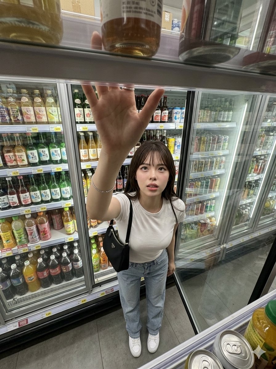 Candid Grocery Store Aisle Selfie