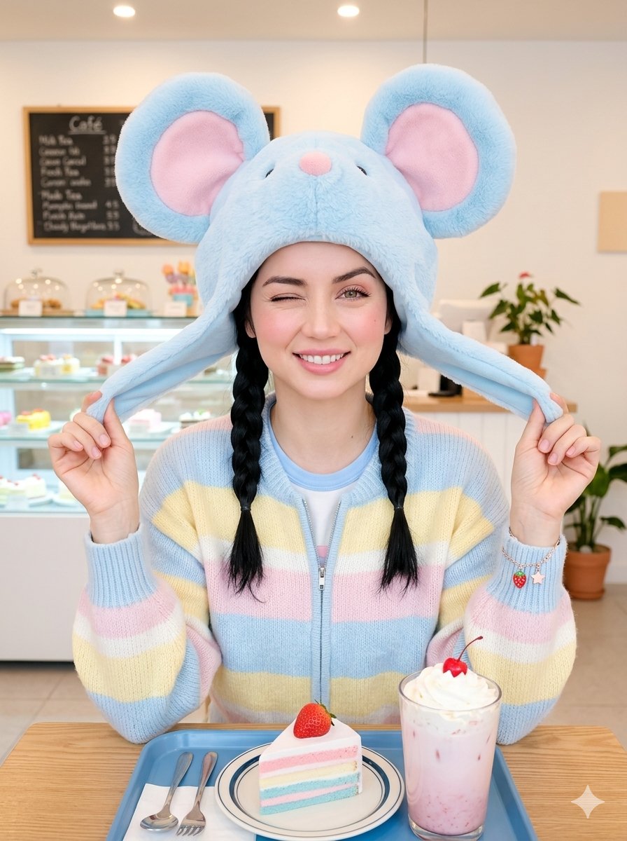 Kawaii Café Pigtails Portrait — example 1
