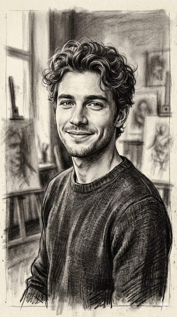 Hand-Drawn Charcoal Sketch Portrait — example 1