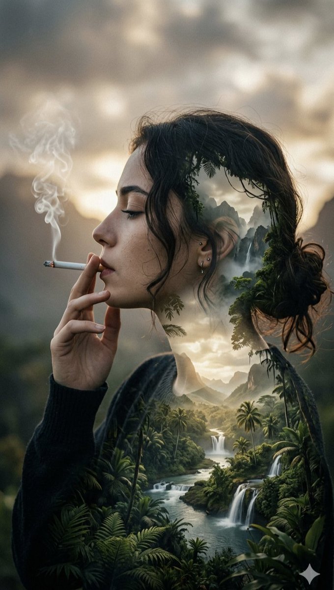 Double Exposure Tropical Landscape Portrait — example 1