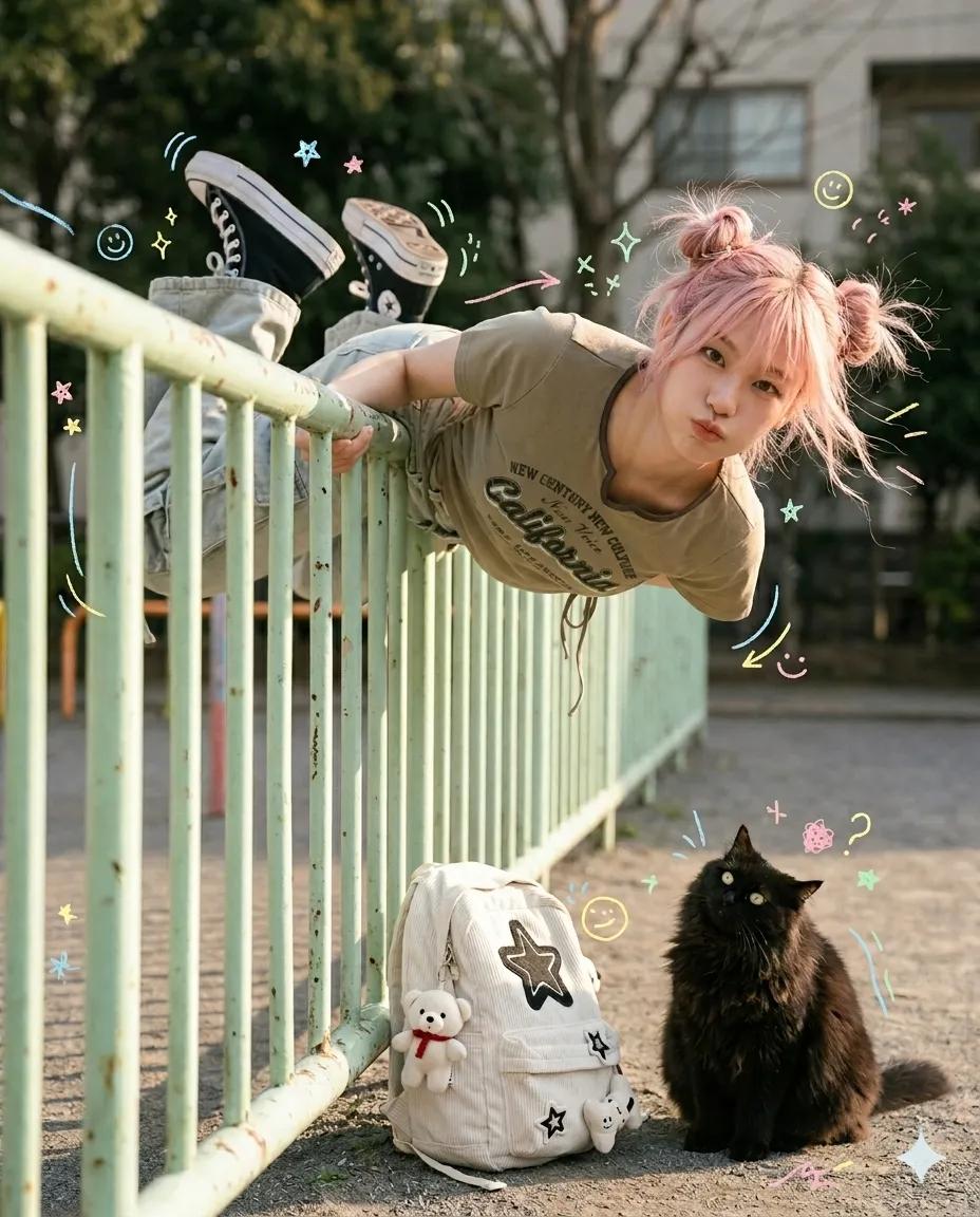 Playful Candid Street Photo with Doodles — example 1