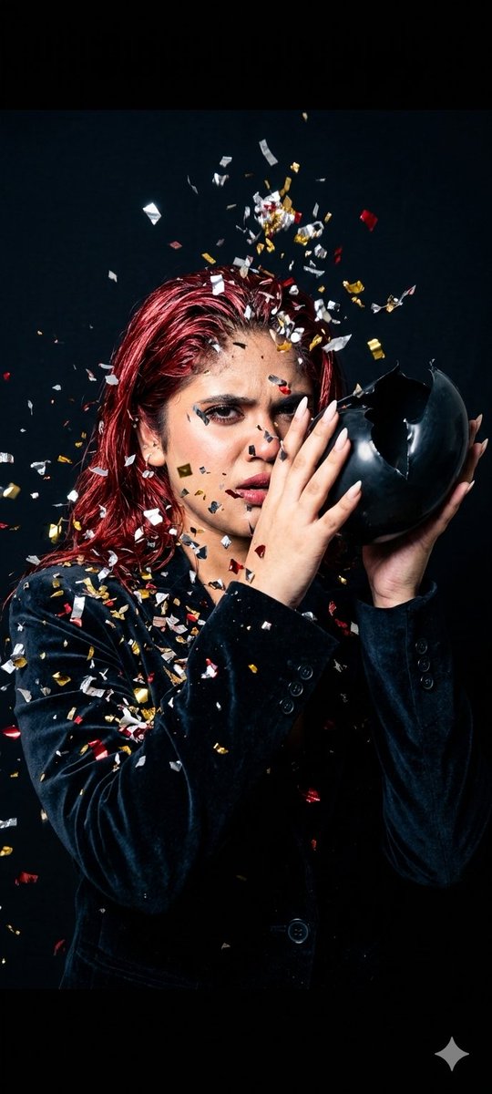 Fashion Editorial Balloon Explosion Portrait — example 1