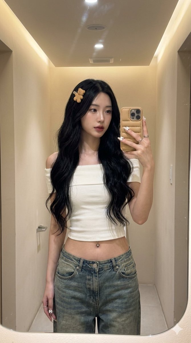Aesthetic Cafe Mirror Selfie Portrait — example 2