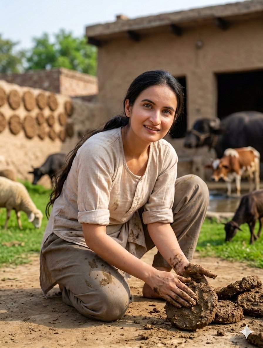 Village Woman in Traditional Punjabi Attire — example 1