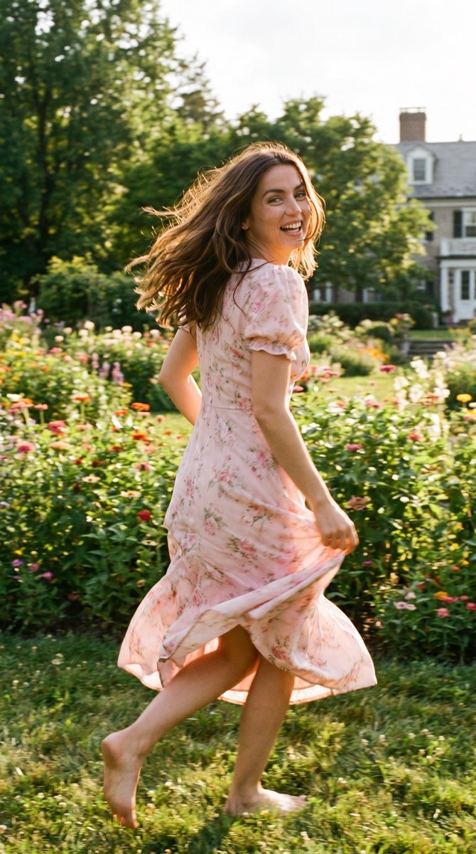Joyful Running in Countryside Garden — example 2