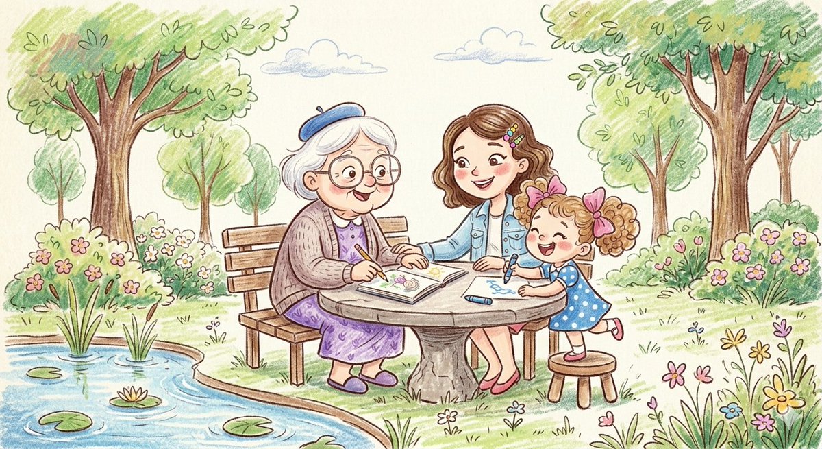 Crayon and Pencil Family Illustration — example 2