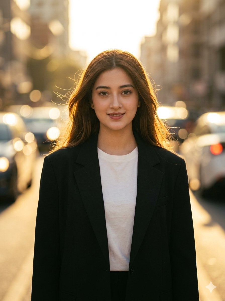 Golden Hour Urban Fashion Portrait — example 1