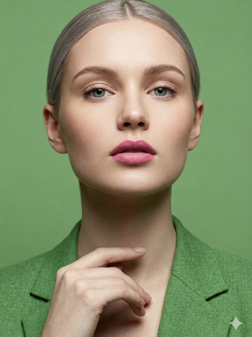 Silver Hair Woman in Lime Green Blazer — example 1