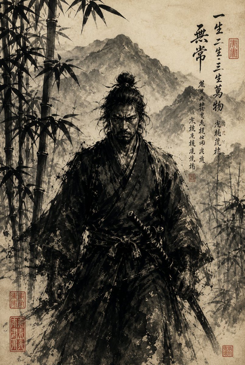 Ink-Wash Samurai Landscape — example 2