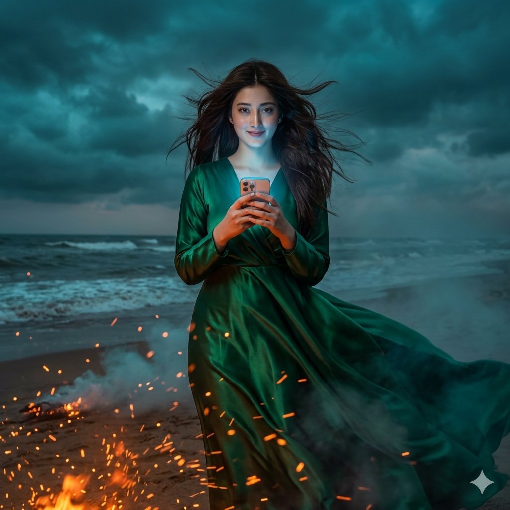 Stormy Beach Emerald Dress — example 1