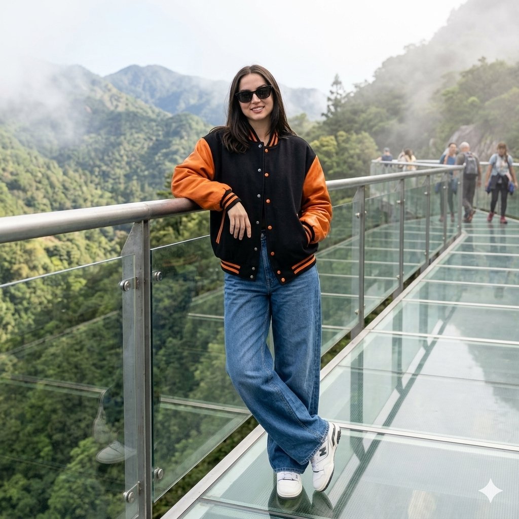 Cinematic Glass Bridge Portrait — example 1