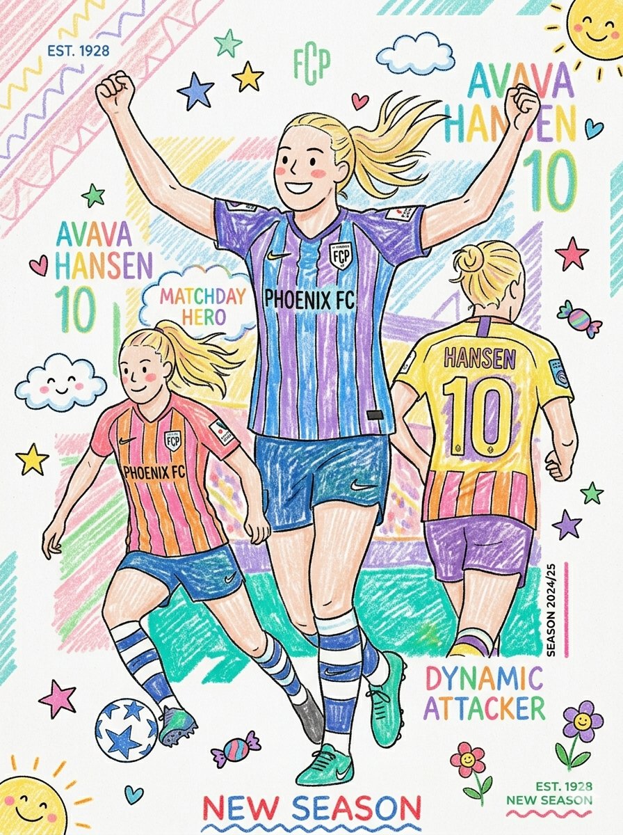 Sports Graphic Poster and Crayon Style Drawing — example 2