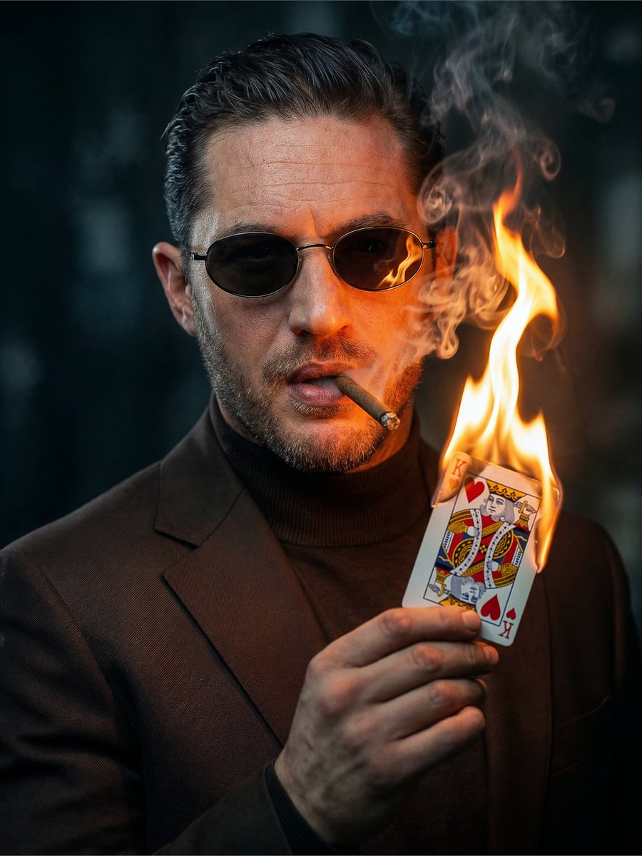 Noir Man with Burning Card — example 1