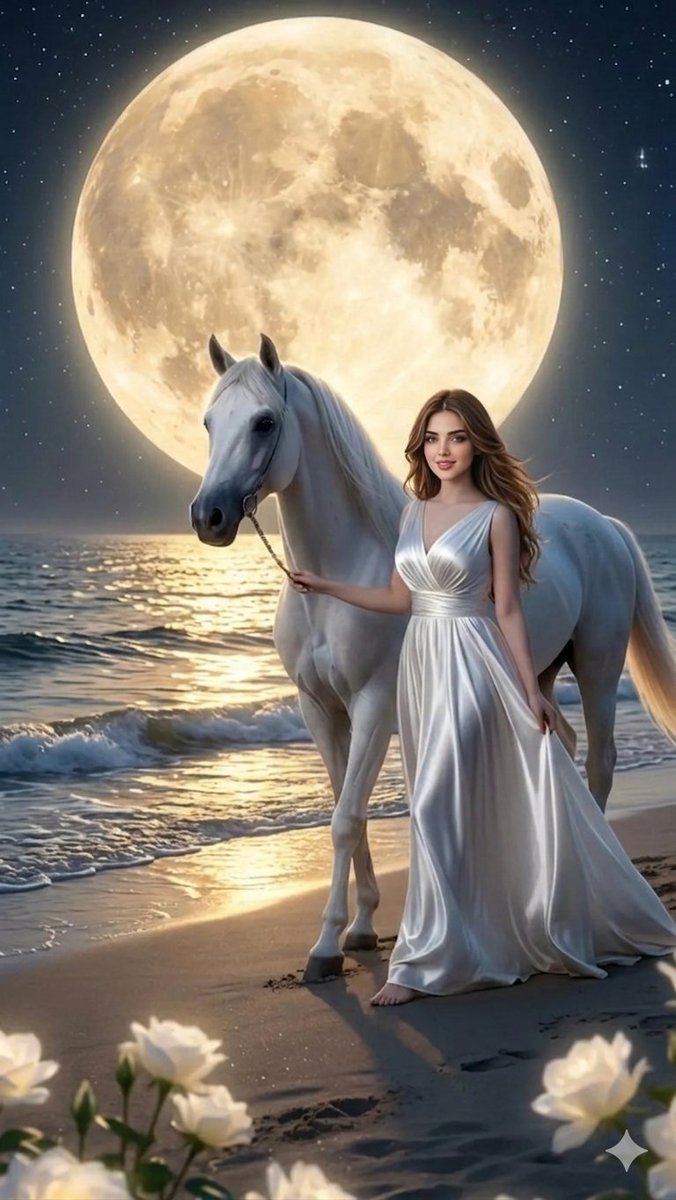 Dreamy Moonlit Beach Horse Walk — example 1